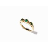 Panelli Emerald Ring with Diamonds, 18 K Gold, Italy, c. 2000  18 karat yellow gold  Italy, around