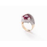 Ring with Rubellite and Diamonds, 18K Gold, c. 2012  18 karat yellow gold, setting of the diamonds