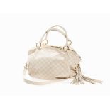 Louis Vuitton Leather Handbag in Beige, circa 2000  Beige leather, gold toned metal; beige suede