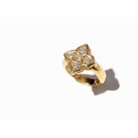 Brilliant Ring with 5 Diamonds of c. 0.7 Ct, 18 K Yellow Gold  18 karat yellow gold Europe, 1970/80s