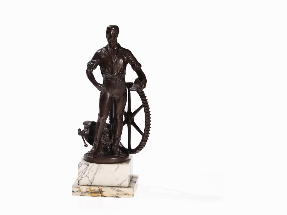 kondom Samler blade hul Argentor, Bronze Sculpture, The Proud Engineer, Vienna, c. 1920 Bronze,  dark patina, marble base