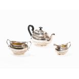 3-Piece Silver Tea Set, Martin Hall, Sheffield, 1919-1926  925 sterling silver (tested), cast and