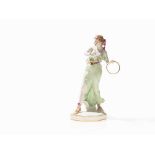 Meissen Art Nouveau Girl with Hoop, Reinhold Boeltzig, 1909  Porcelain with white glaze,