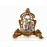 Meissen Encrier ‘aux bergeres’ with Ormolu Mounting, 18th C.  Porcelain, bronze gilt Paris/