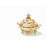 A Magnificent Meissen Jewelry Casket, 2nd Half 20th C.   Porcelain, polychrome painted Germany,