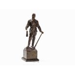 V.E. Torf, Coal Miner with Pick and Lantern, Bronze, circa 1910 Cast bronze with brown patina;