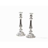 A Pair of German Silver Candlesticks with Palmette Décor, 1847 13 lot silverGermany, 1847Stamped