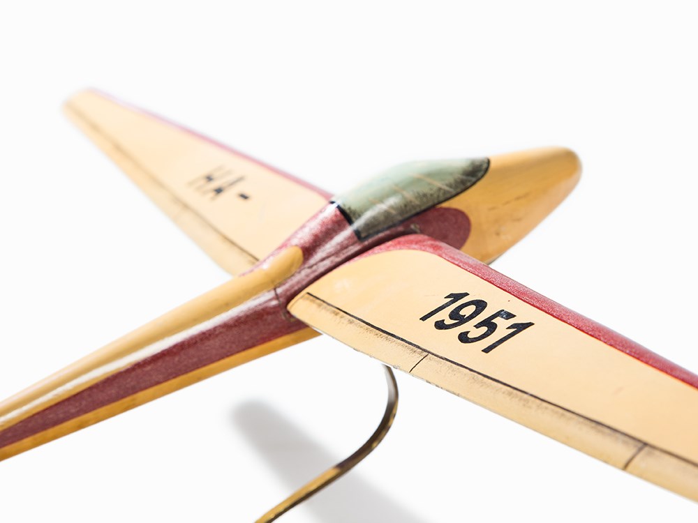 Model of a Glider HA-1951, Hungary, 1950s Wood, paintedHungary, 1950sWing inscribed 'HA-1951'Height: - Image 4 of 7