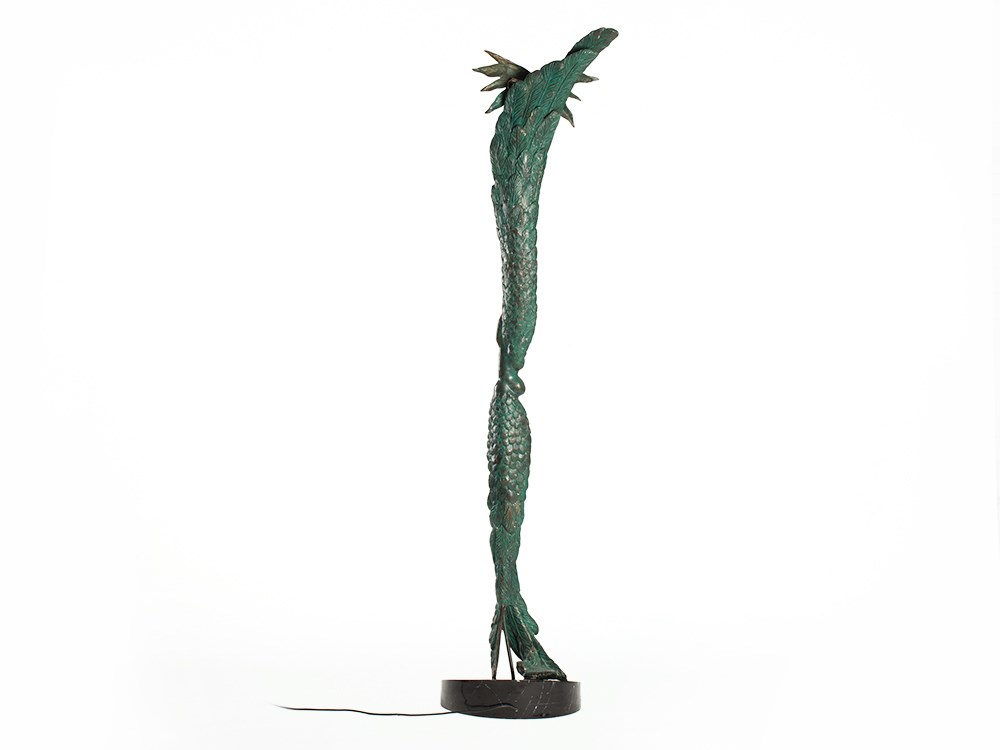 Large Bronze Lamp „Ikarus“, Italy, 20th Century Green-patinated bronze, metal baseItaly, 20th - Image 8 of 9