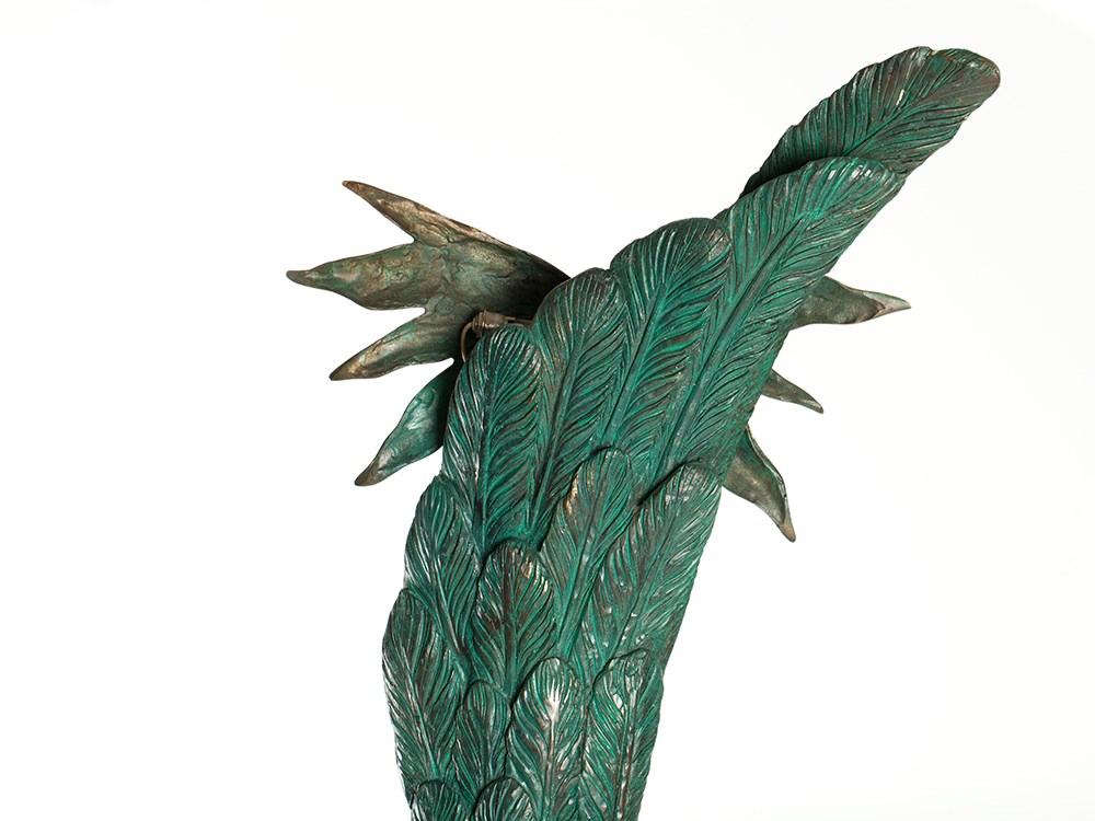 Large Bronze Lamp „Ikarus“, Italy, 20th Century Green-patinated bronze, metal baseItaly, 20th - Image 5 of 9