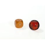 Yellow and Red Bakelite/Polycarbonate Dice, 20th Century Bakelite and polycarbonateGermany, early