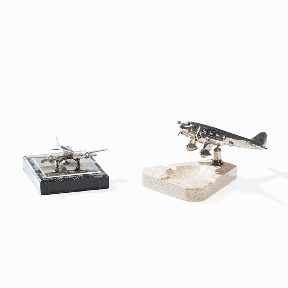 Two Art Déco Models of Propeller Airplanes, 1930/40s Metal, chromed, marbleUSA, 1930/40sOne - Image 11 of 11