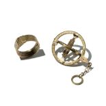 Johann Koch Sundial & Farmers’ Ring, Austria/Germany, 20th C BrassAustria/Germany , 20th