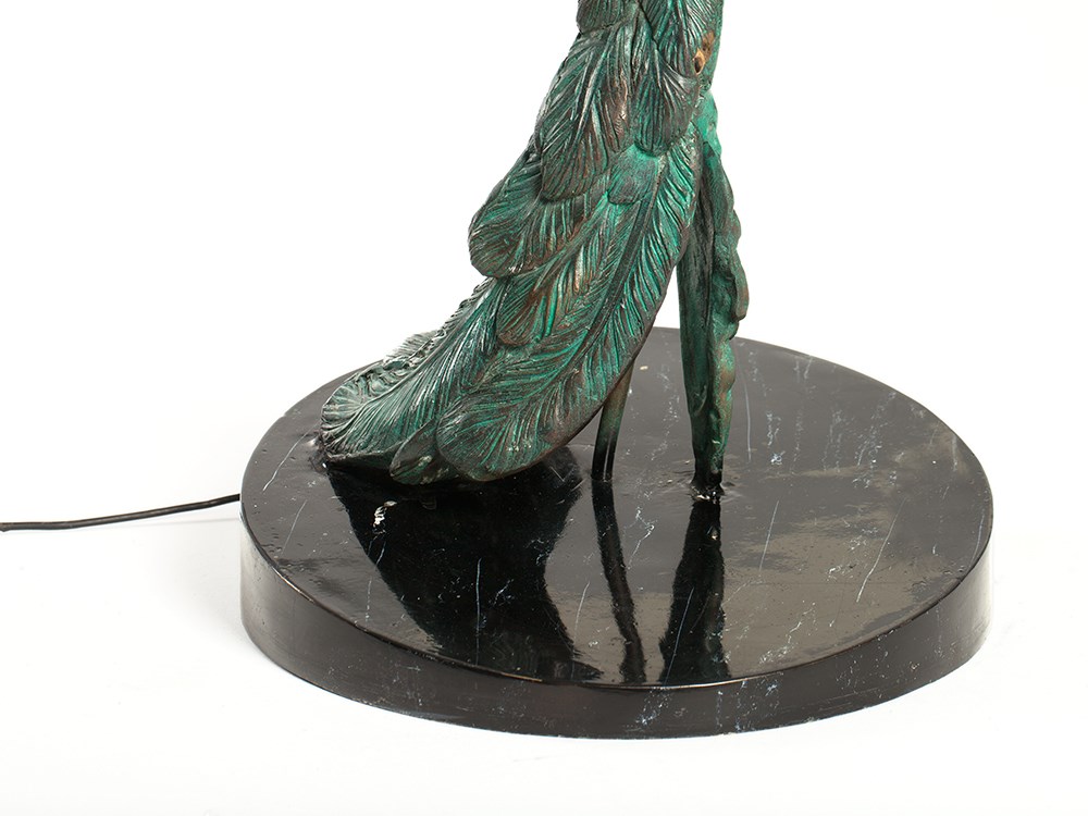 Large Bronze Lamp „Ikarus“, Italy, 20th Century Green-patinated bronze, metal baseItaly, 20th - Image 4 of 9