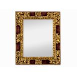 Mirror in Baroque Style, Carved & Partly Gilt, Spain, 19th C. Wooden frame, carved elements,