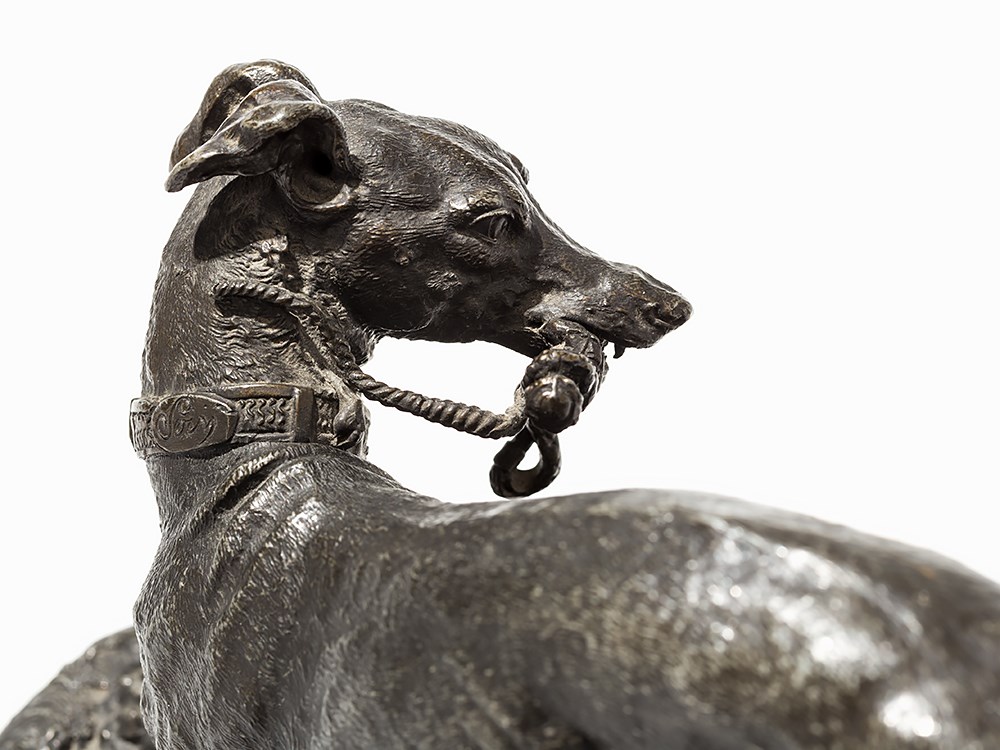 Sculpture of a Greyhound, Presumably France, around 1900 White metal, dark patinaPresumably - Image 6 of 13