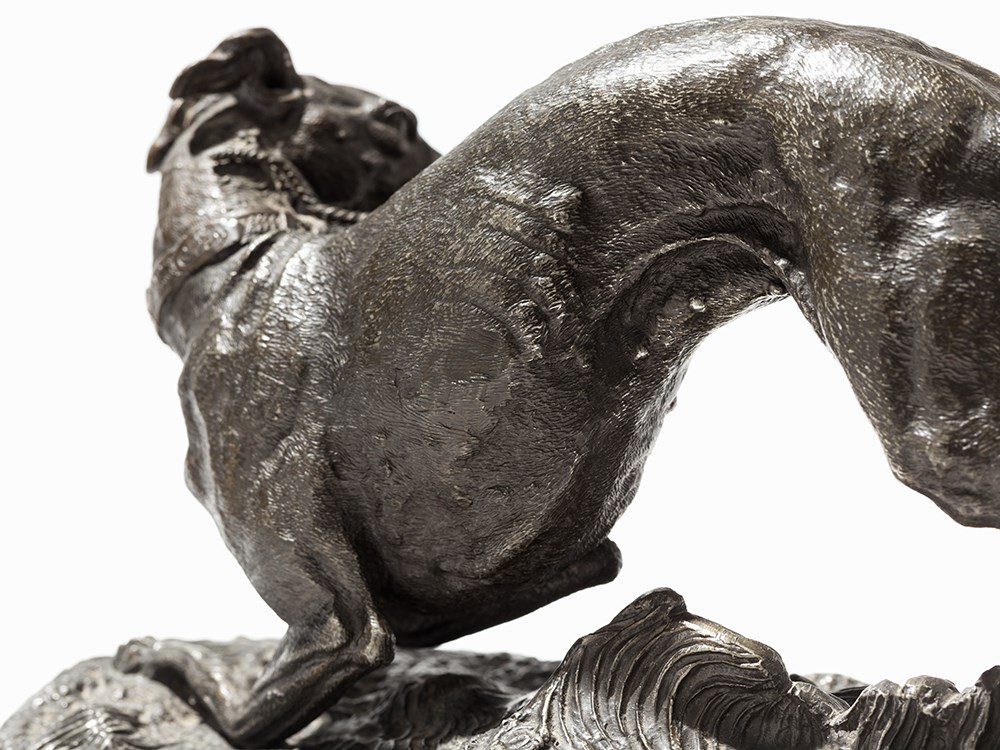 Sculpture of a Greyhound, Presumably France, around 1900 White metal, dark patinaPresumably - Image 5 of 13