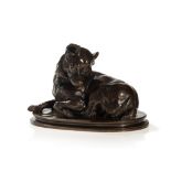 Life-Size Bronze ‘Lying Chihuahua‘, France, around 1860 Bronze, brown patinatedFrance, c. 1860A