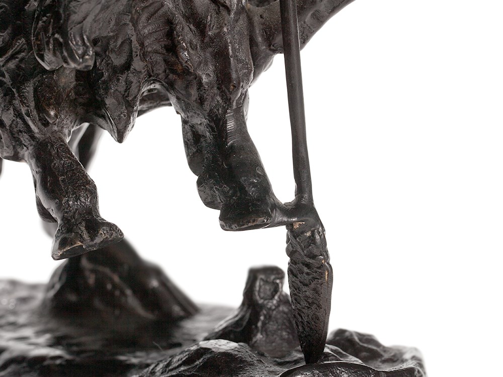 F. Remington, Recast of the “Buffalo Horse” Sculpture  Dark patinated metal and base America, late - Image 7 of 9