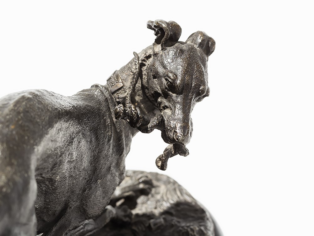 Sculpture of a Greyhound, Presumably France, around 1900 White metal, dark patinaPresumably - Image 3 of 13