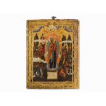 Icon of Mother of God Joy of All Who Sorrow, Russia, Post 1880 Tempera painting on wooden panel,