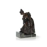Large Vienna Bronze ‘Lady in Biedermeier Crinoline’, c. 1900 Bronze, dark brown patinated,