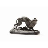 Sculpture of a Greyhound, Presumably France, around 1900 White metal, dark patinaPresumably