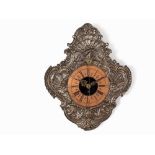 Plate Clock of the Rococo Period, South Germany, c. 1800 Silver-plated brass, copper, iron, velvet