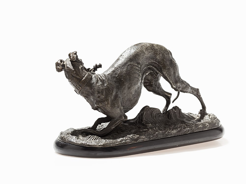 Sculpture of a Greyhound, Presumably France, around 1900 White metal, dark patinaPresumably - Image 4 of 13