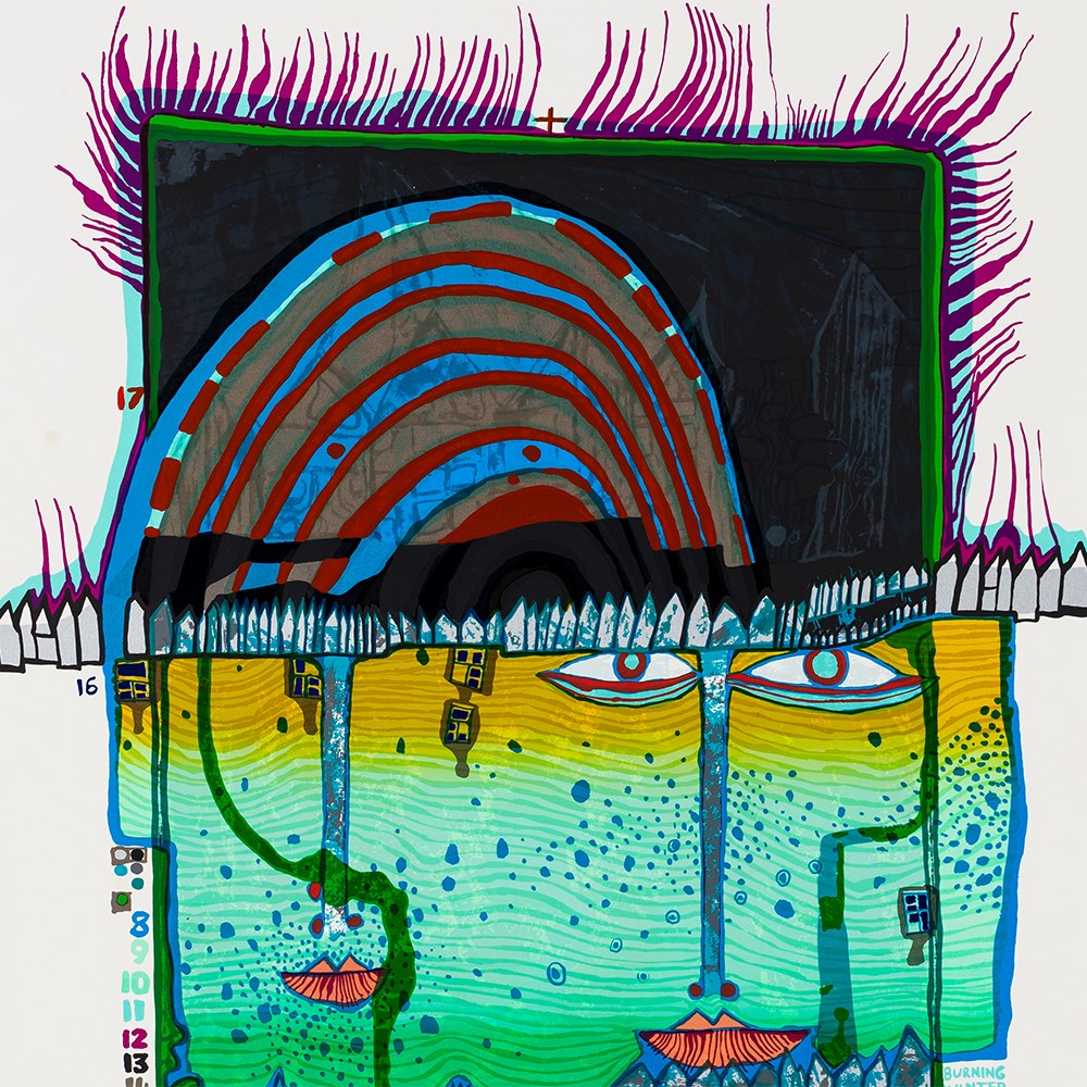 Hundertwasser, Burning Winter (Red Sky), Serigraph, 1976  Serigraph in colors with metallic - Image 10 of 10