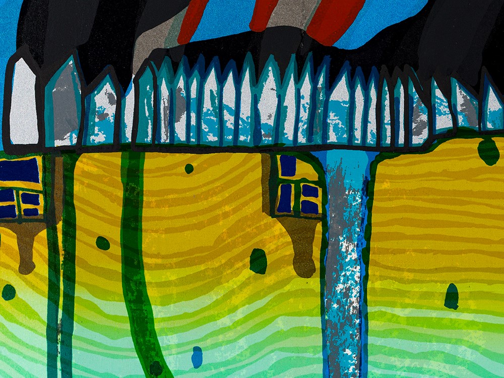 Hundertwasser, Burning Winter (Red Sky), Serigraph, 1976  Serigraph in colors with metallic - Image 8 of 10