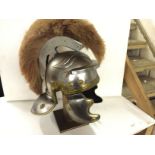 A reproduction Roman Centurian Helmet.