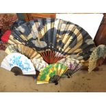 A selection of seven ladies hand fans th