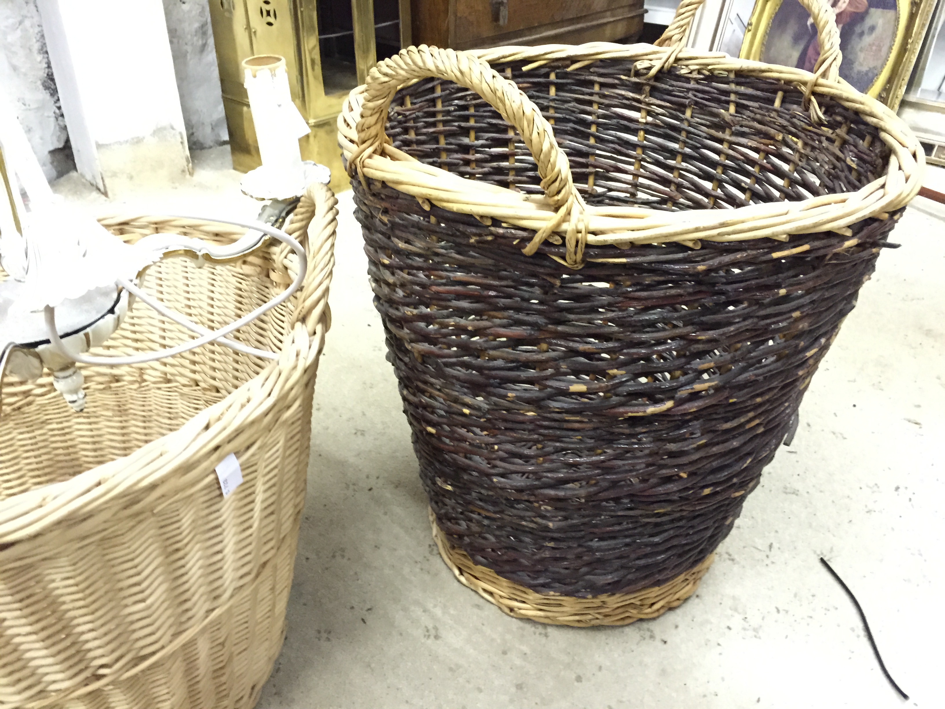 Two wicker baskets and a light fitting. - Image 3 of 3
