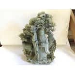 A large soapstone carving 390 mm H of a Japanese immortal.