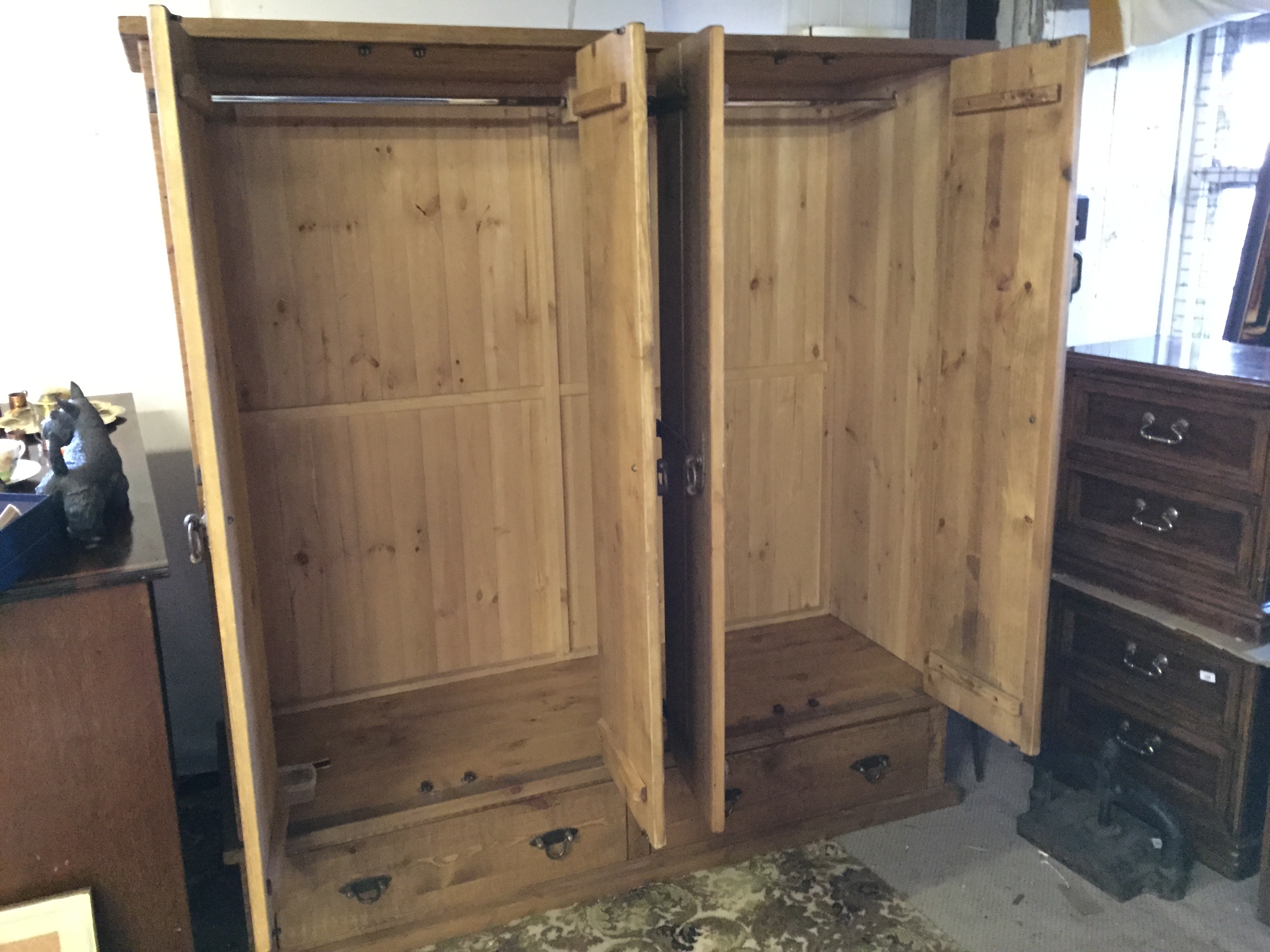 A very large pine triple wardrobe with two drawers below. ( cost new £ 2200) 1800 mm w by 1900 mm h - Image 2 of 6