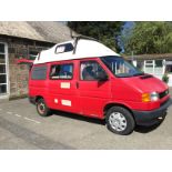 A Volkswagen Crusader Motorhome four berth with fridge, sink, storage units and hob with oven.