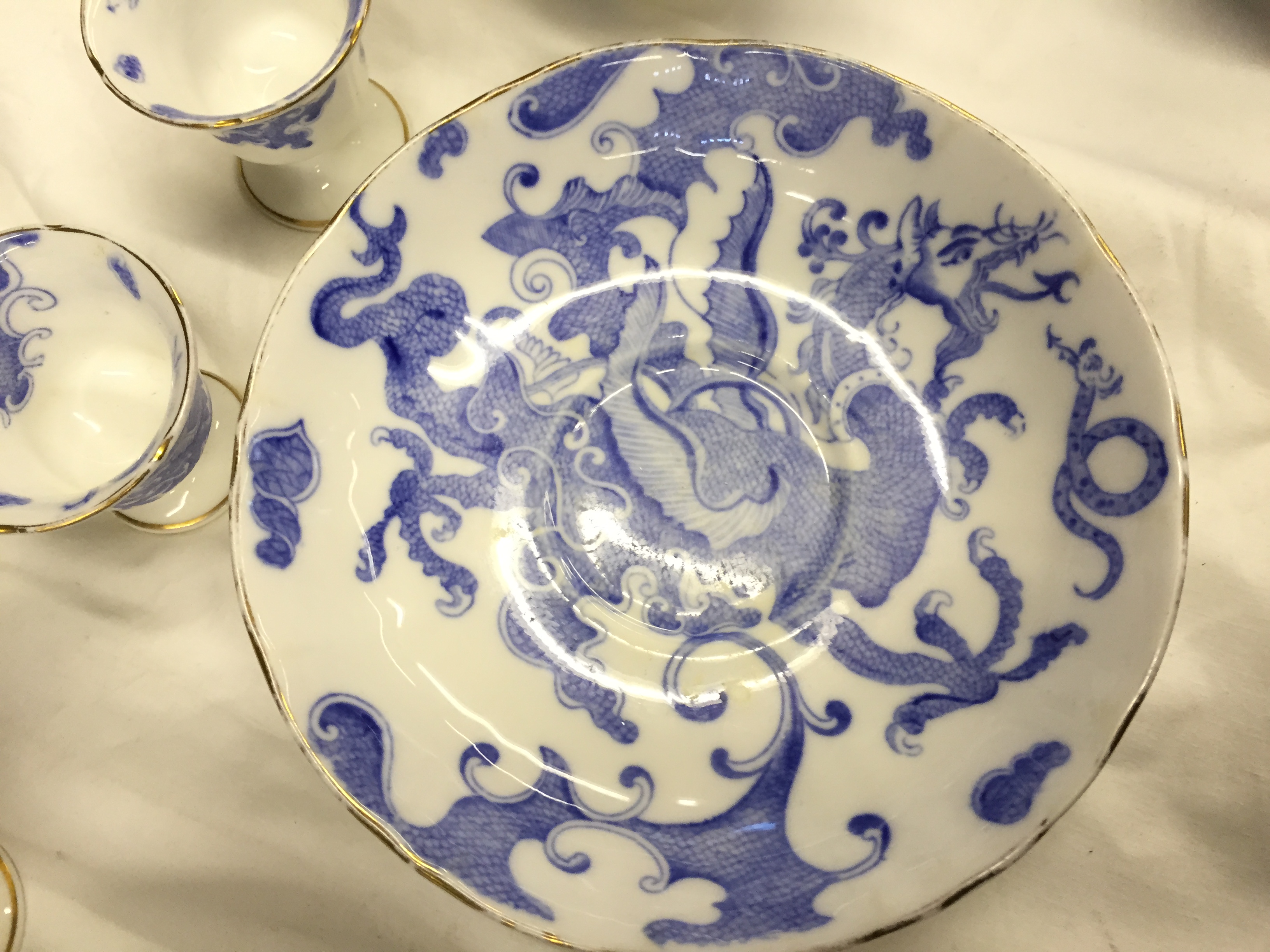 A part Royal Worcester breakfast set in blue and white. - Image 4 of 5