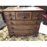 A Georgian chest of drawers with central hat box, some damage 1180 mm by 1140 mm by 460 mm