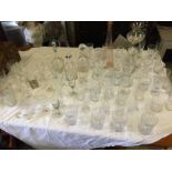 A large selection of glass good quality crystal and delicate etched tumblers.
