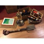 *A selection of various items including a garden fork and spade.