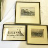 A set of three prints of Norham