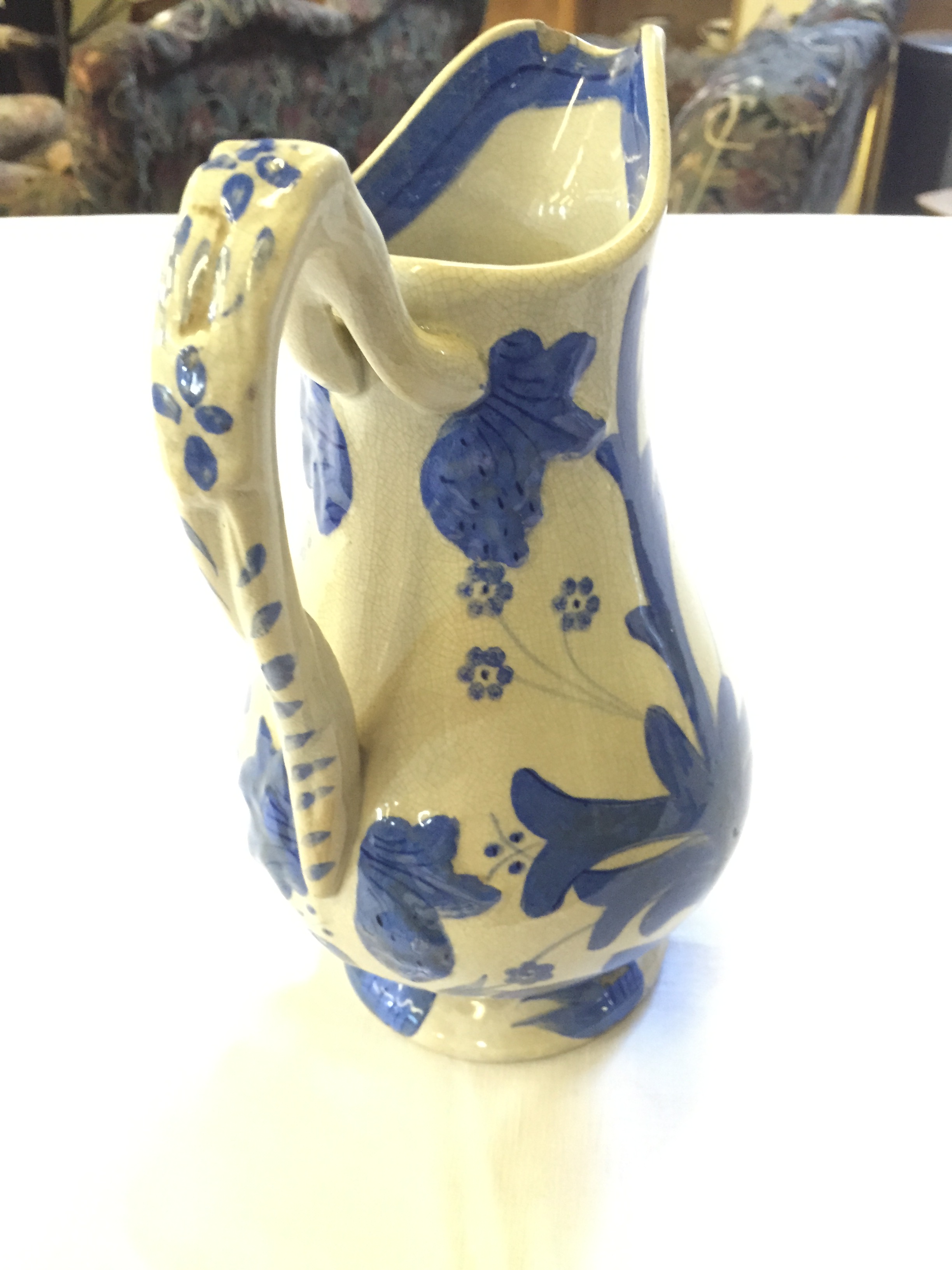 A pair of ceramic blue and white jugs. - Image 2 of 4