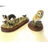 A sheep dog and pups and a barn owl The Leonardo collection.