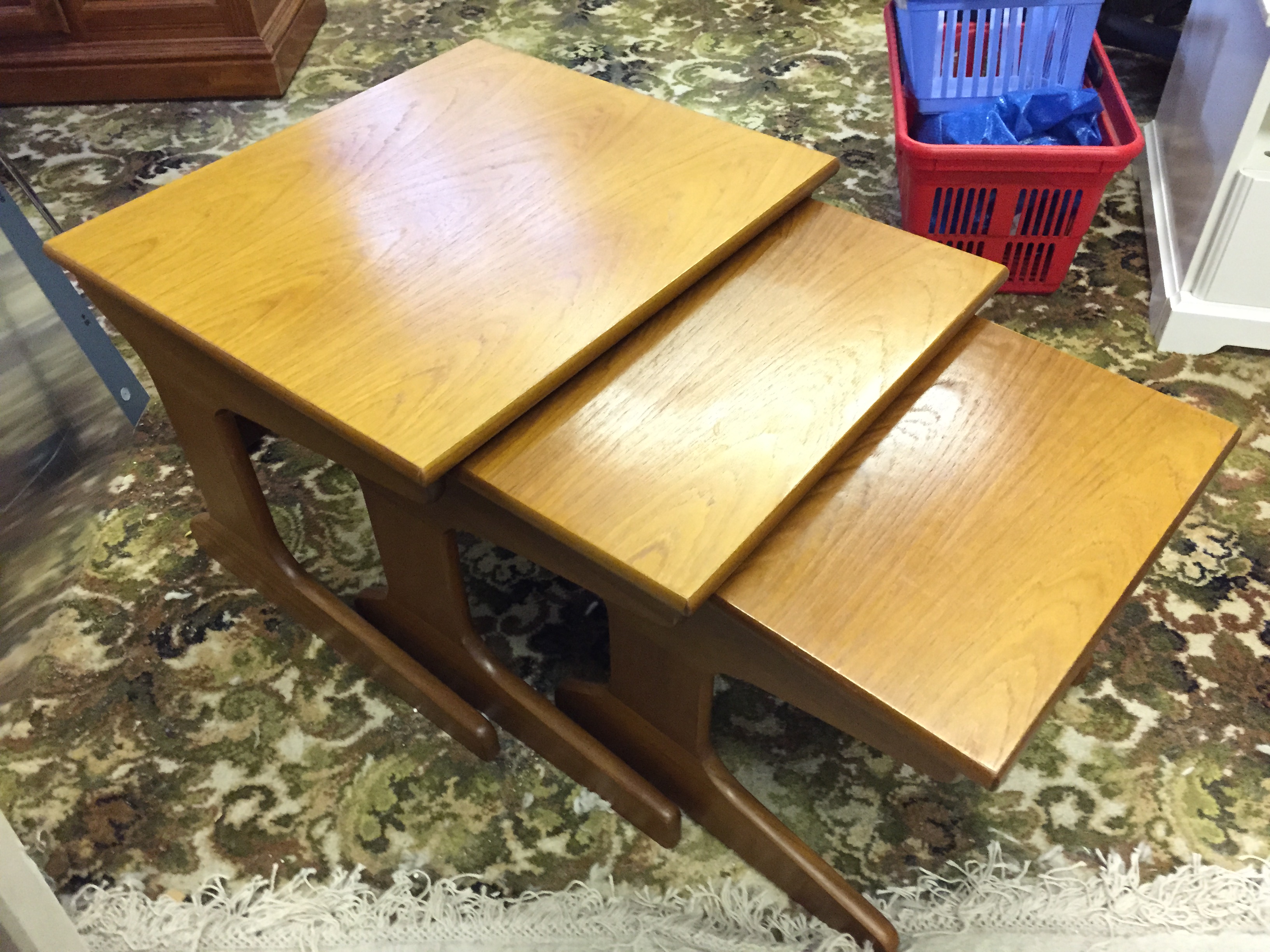 A nest of three teak coffee tables. - Image 2 of 2