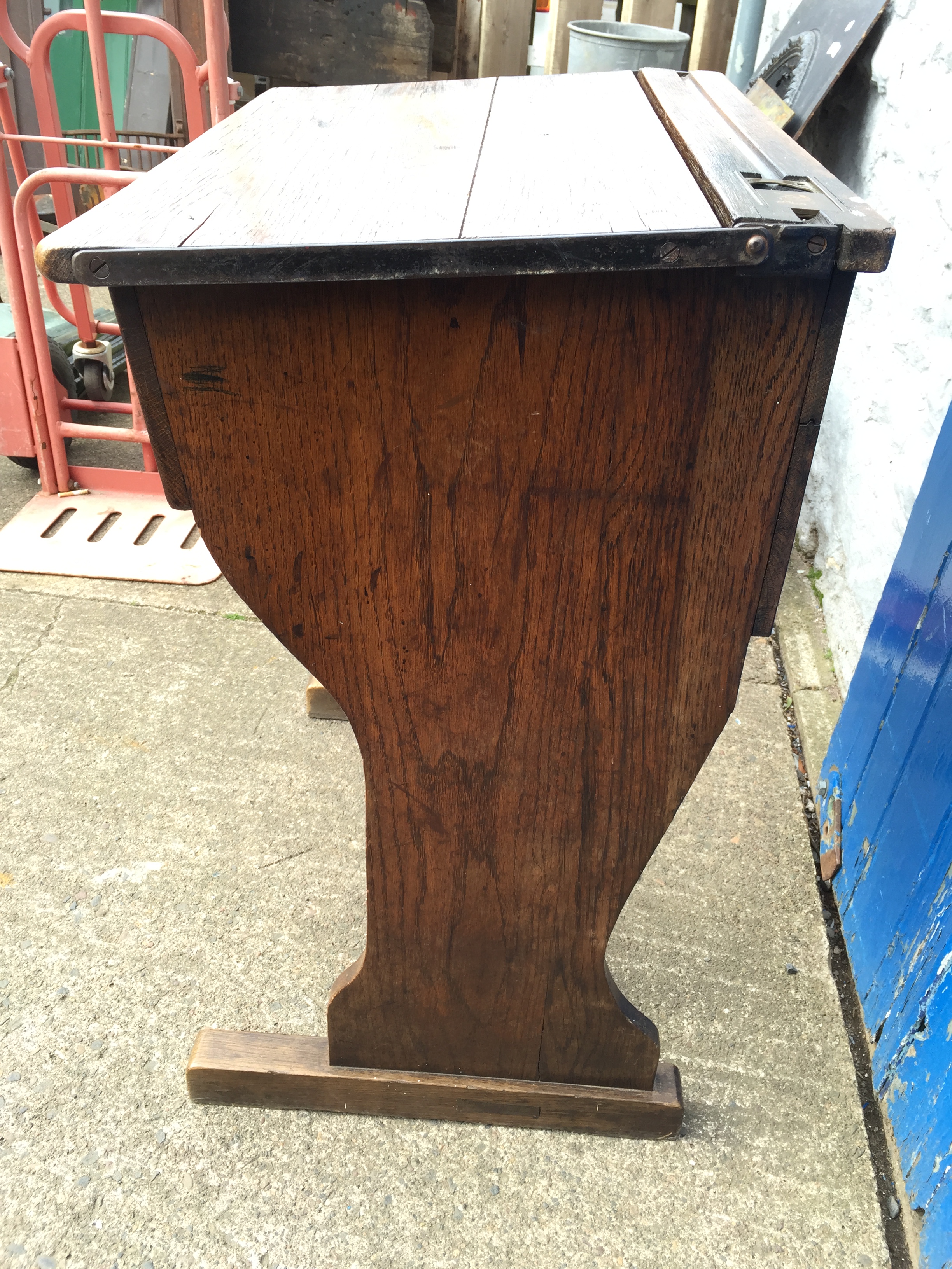 An oak school desk. - Image 3 of 3