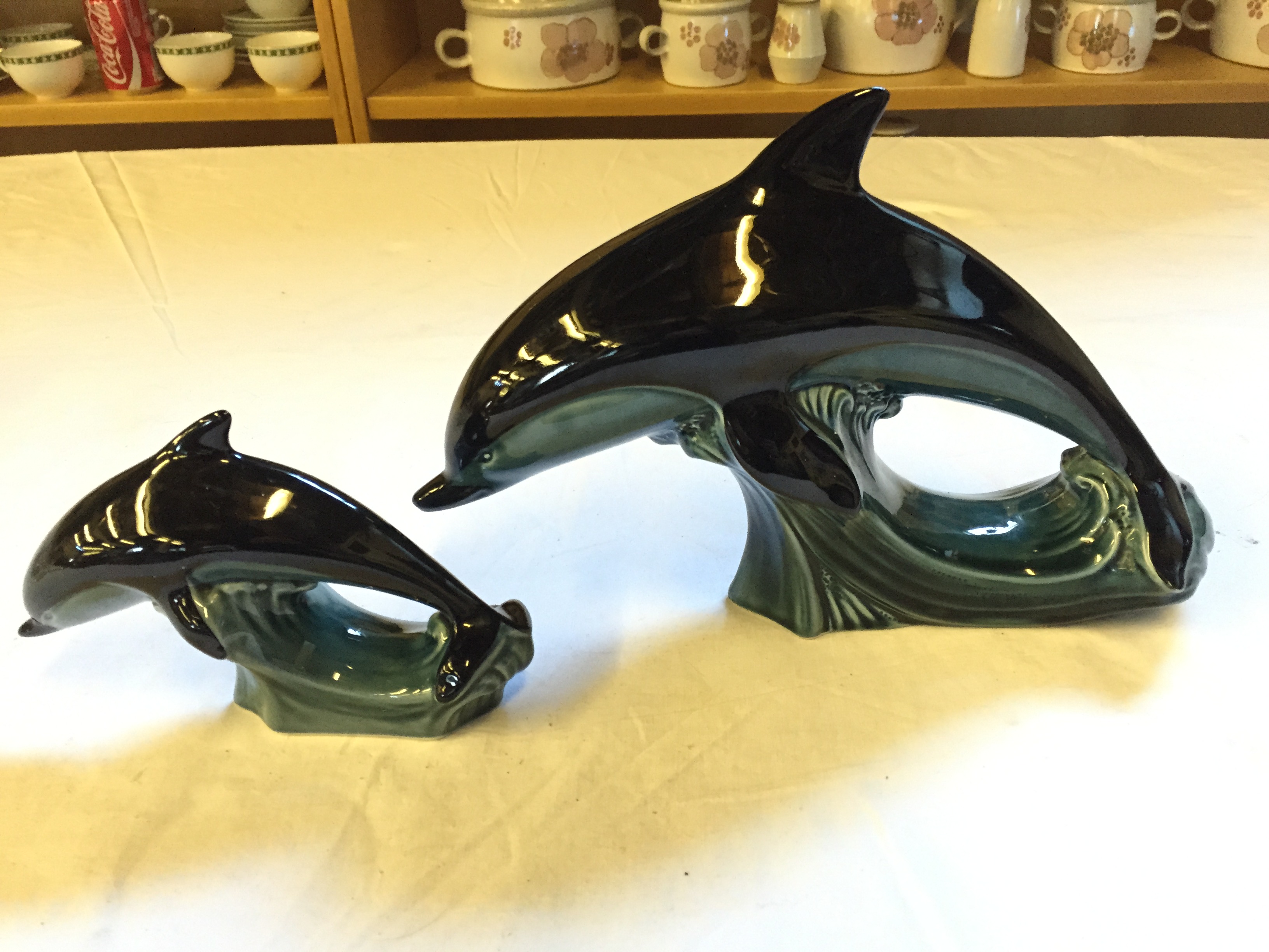 Two Poole Pottery Dolphins 180 mm and 110 mm high. - Image 2 of 3