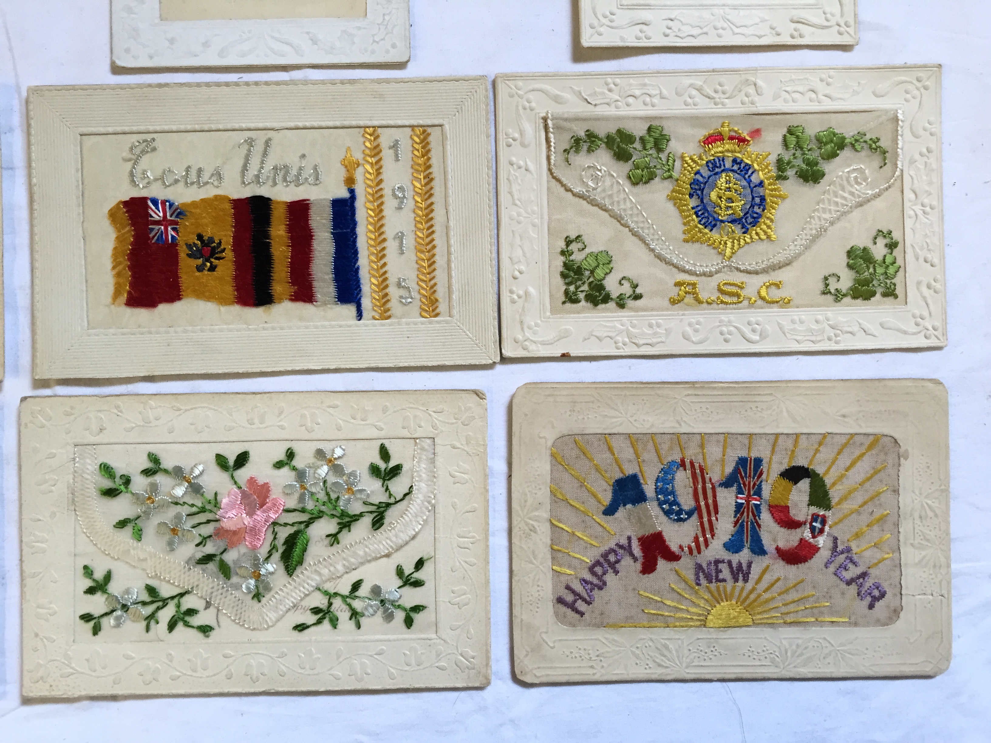 A selection of nine World War I silk postcards embroidered - Image 2 of 5