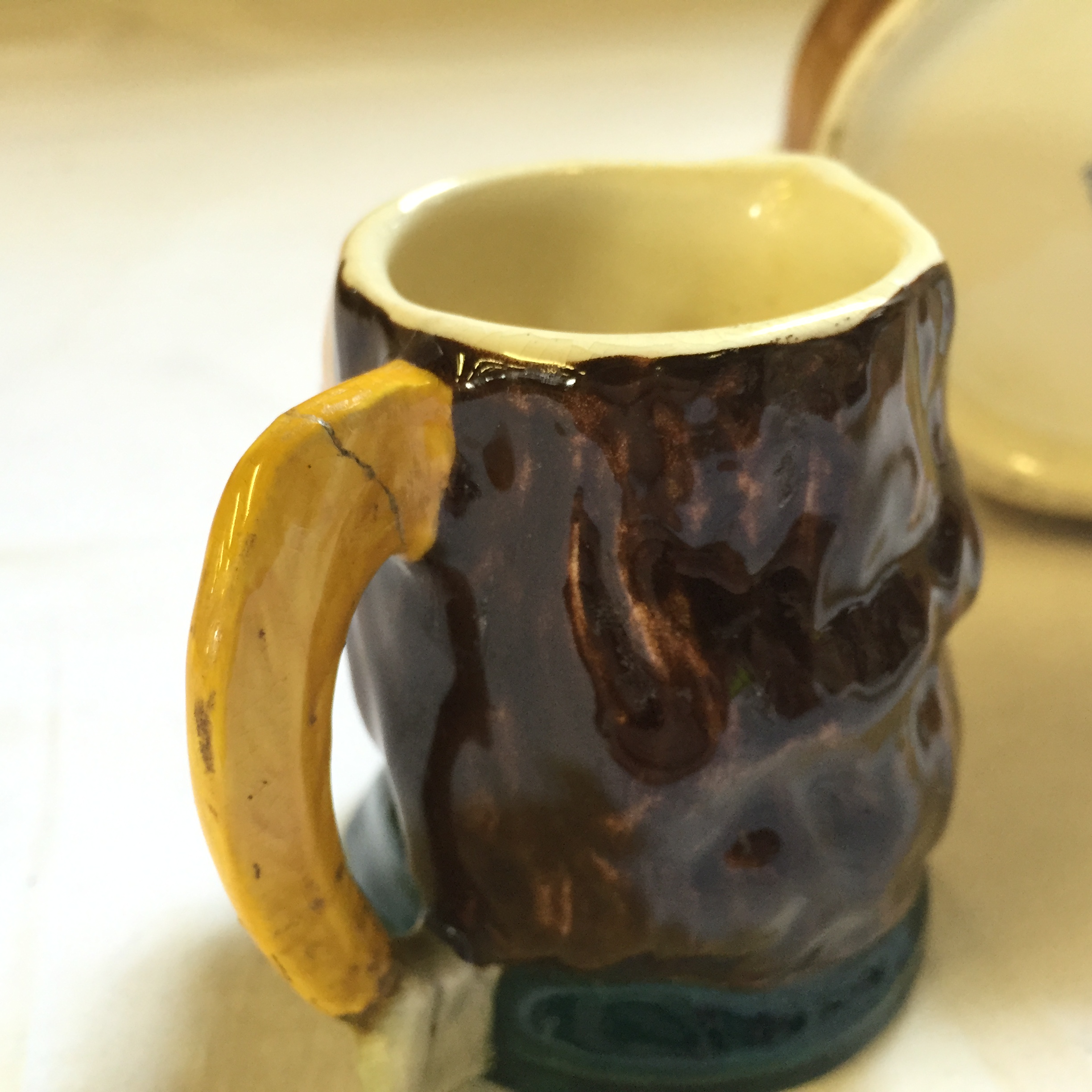 Two Goebel tankards a Shorrter and Son tea pot and a Sandland Toby Jug with cracked handle. - Image 6 of 9