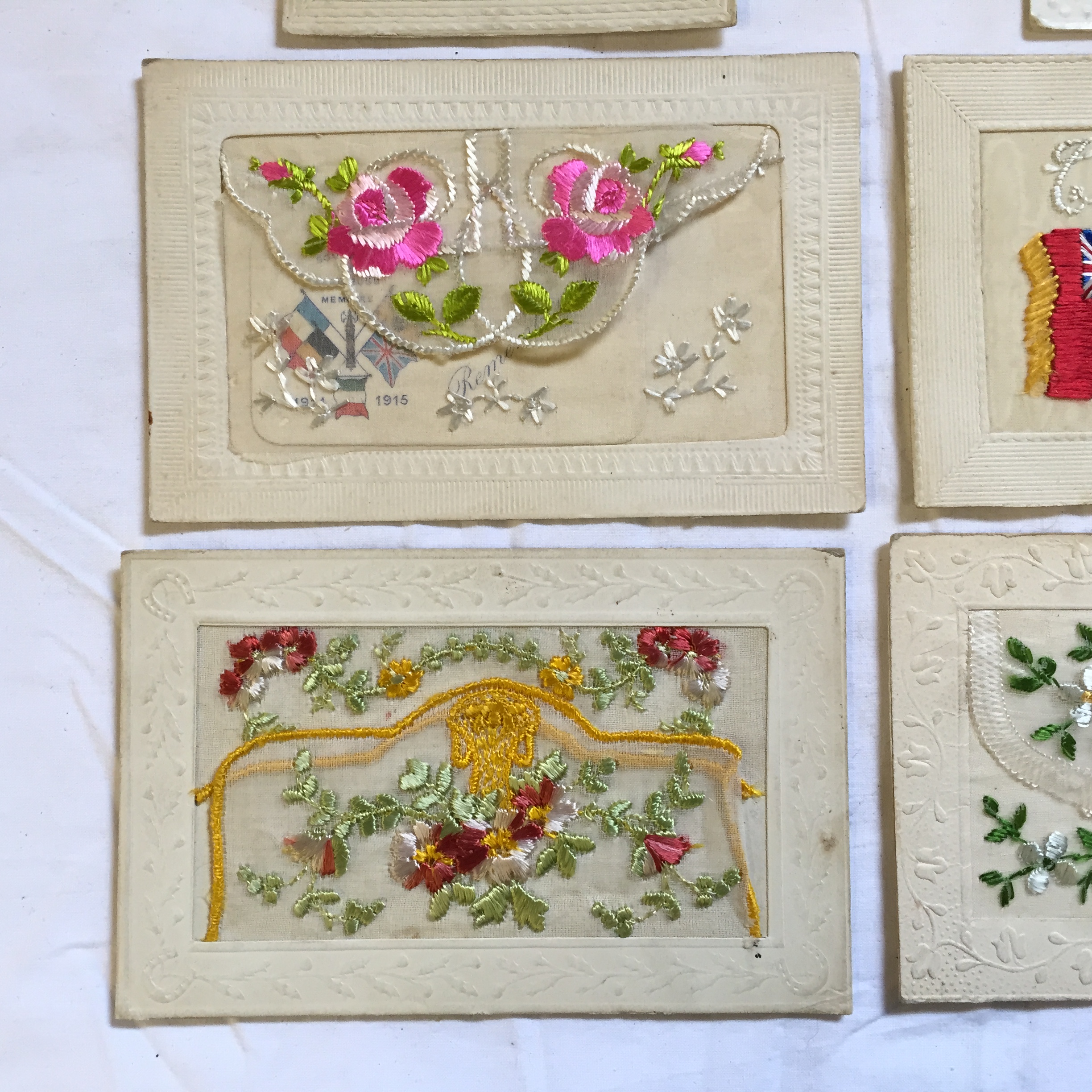 A selection of nine World War I silk postcards embroidered - Image 3 of 5